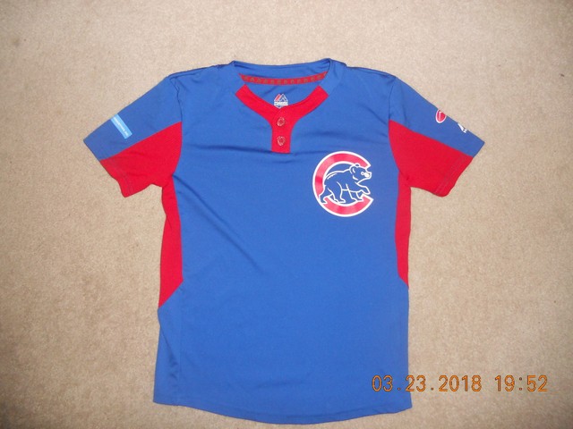 Chicago Cubs Baseball Majestic Cool Base Pullover Jersey Bp Warm Up Style Yth Md | eBay