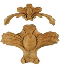 Wood Period Decor Shield Only -Victorian Pediment Applique/ Bed Headboard, PN493