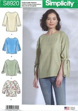 Simplicity S8920 Breezy Tops w Sleeve & Length Variations Sz 6-14 UNCUT Pattern