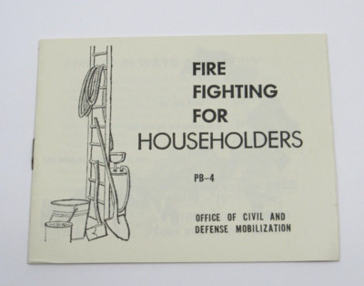 Civil Defense Booklet Fire Fighting for Householders  (PB4) 1960 Nuclear Bomb EX