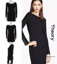 NWOT THEORY Bateau Neckline Mini Dress Half Zip Sleeve PETITE