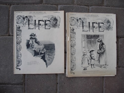 Life MagazineSept. 1, 1892 and Jan 26, 1905 Illustrated Weekly Humor Satire