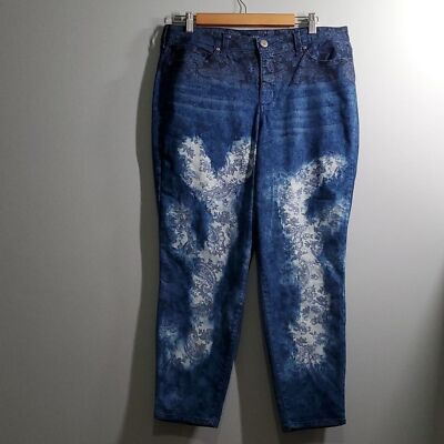 Bandolino jeans women's size 12 blue Art abstract missy lizbeth paisley crop 