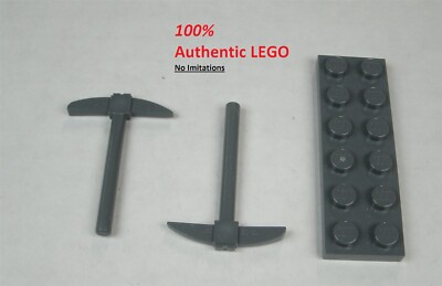 LEGO NEW Dark Stone Grey Minifigure Pickaxe (2x) 4211007 Brick 3841