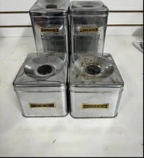 Vintage/Retro Lincoln BeautyWare Chrome 4 Canister Set w/ lids  50's MCM BH