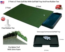 36" x 60" Pro Residential Practice Golf Turf Synthetic Grass Mat With Ball Tray