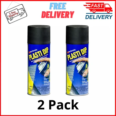 (2 Pack) Plasti Dip Rubberized Matte Black Spray, 11oz