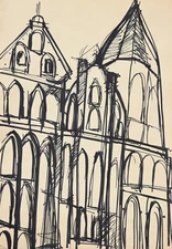 Sabine Ebel 1945-2015 Oldenburg/drawing 1964-65 "Königsberg Cathedral" East Prussia