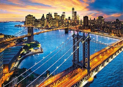 Puzzle (1000 T.) New York Bei Nacht - Fluoreszierend (Clementoni) Neu/Ovp-image