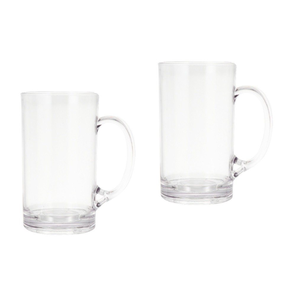 2 Pack Clear Glass Beer Mugs with Handles for Drinking