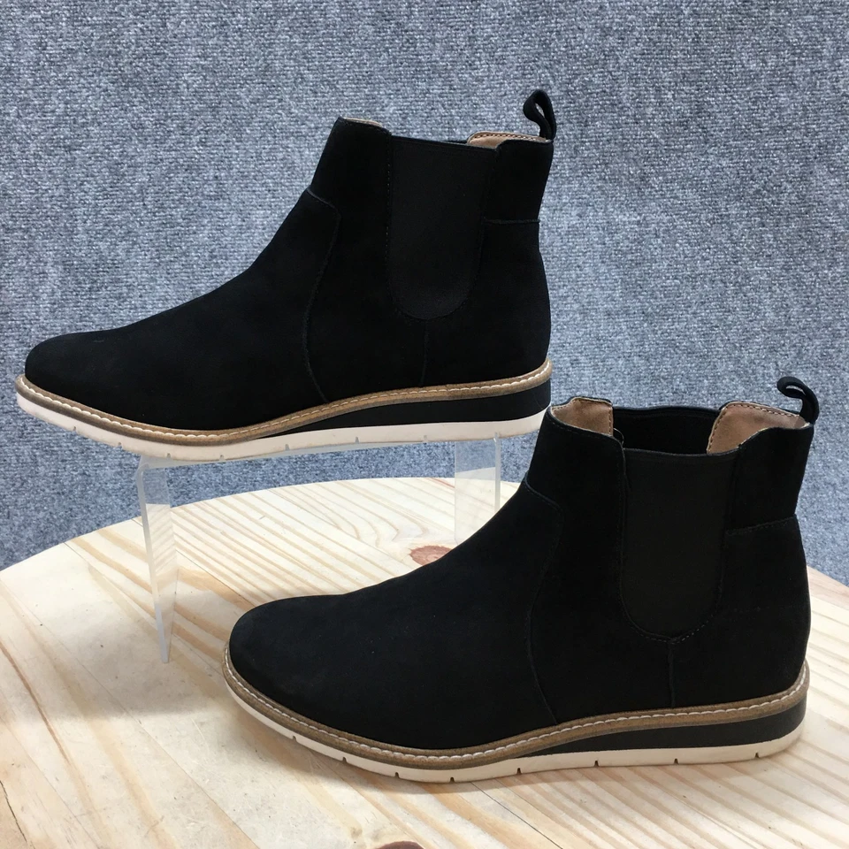 Me Too Ankle Boots Womens 8M Black Avey Chelsea Round Toe Pull On Casual Leather - Image 2 of 4