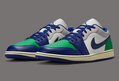 #ad Nike Air Jordan 1 Low Shoes Rare Air Sail Blue Green Grey 553558 147 Men#x27;s NEW $71.24
