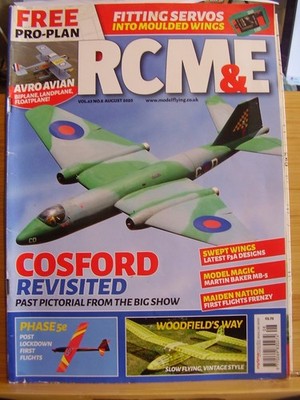 RCM&E MODEL AIRCRAFT MAG AUGUST 2020 WITH AVRO AVIAN FLOATPLANE LAND PLANS