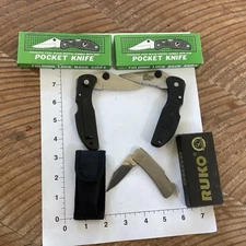 Ruko Pocket Knife and 2 Stainless Steel Clip Knives Embossed Lot Of 3