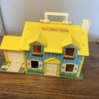 Vtg #952 Fisher Price Little People Play Family House 1969 Furniture,Car, People