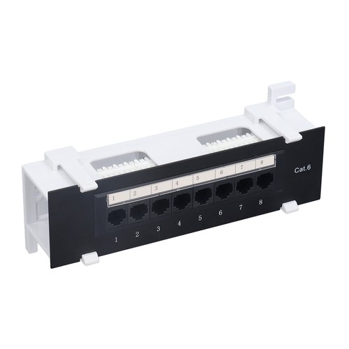 Panneau De Brassage 8 Ports CAT6 Pour Câble Réseau Montage En Rack 568A/B RJ45 A - Afbeelding 11 van 12