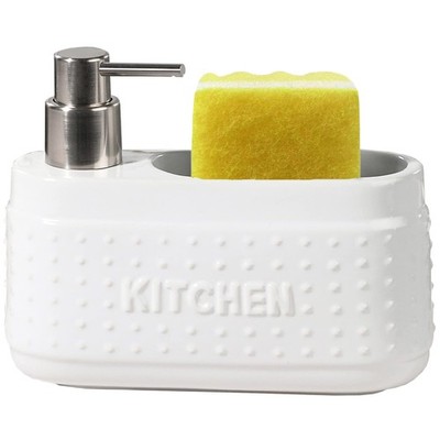 White Dish Detergent Dispenser For Kitchen Sink.ceramic Dishwashing Liquid Dispe