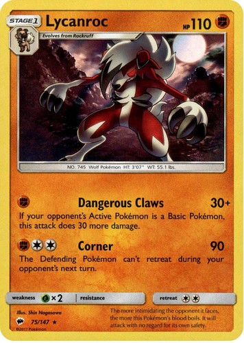 Lycanroc - 75/147 - Burning Shadows - Holo