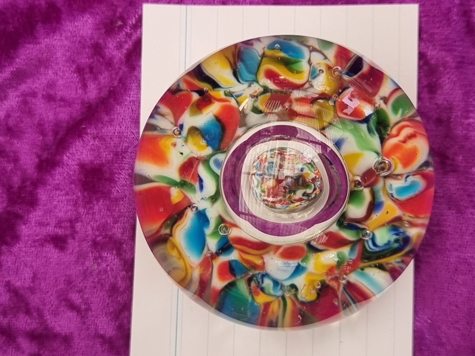 Paperweight Briefbeschwerer Glas Bunt m. gr. Luftblase ca. 431 Gramm (2)