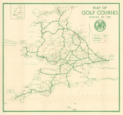 Karte der Golfplätze der G.W.R. Südwestengland & Wales 1939