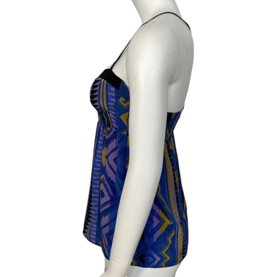 Y2K Yumi Kim Babydoll Corset Top Size XS Aztec Silk Spaghetti Strap Racerback - Image 3 of 4