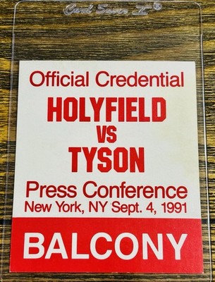 Evander Holyfield vs. Mike Tyson Press Conference Credential 1991 New York, NYC
