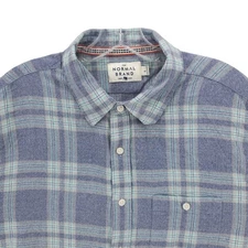 THE NORMAL BRAND Long Sleeve Button Up Shirt Blue Plaid 100% Cotton LARGE