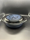 Vtg. 1970 Pyrex Midnight Bloom 043  1-1/2qt Casserole Dish Promo Item Read