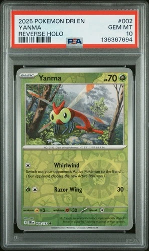 POP 1 - Yanma 002/182 Reverse Holo 2025 Pokemon Destined Rivals PSA 10