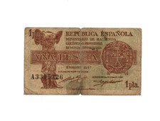 1  PESETA VG   BANKNOTE FROM  SPAIN  1937  PICK-94