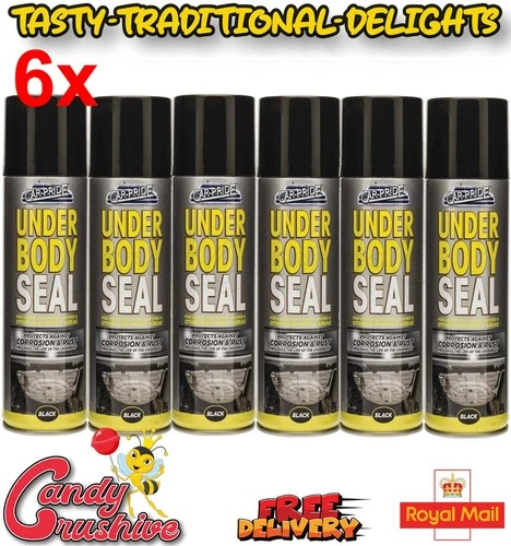 6X Underbody Seal Black Spray Can 400ml For Car Protection, Rustproof Paint