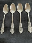 Wallace Rose Point Sterling Silver Demitasse Spoons Vintage, 4" Set Of 4