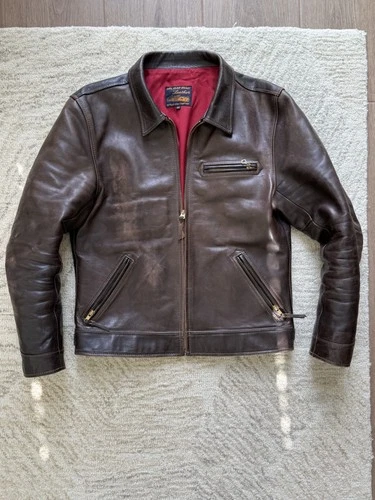 The Flat Head Leather Jacket - Shinki Horsehide - SRJ-07C - Size 42 - Dark Brown - product listing photo