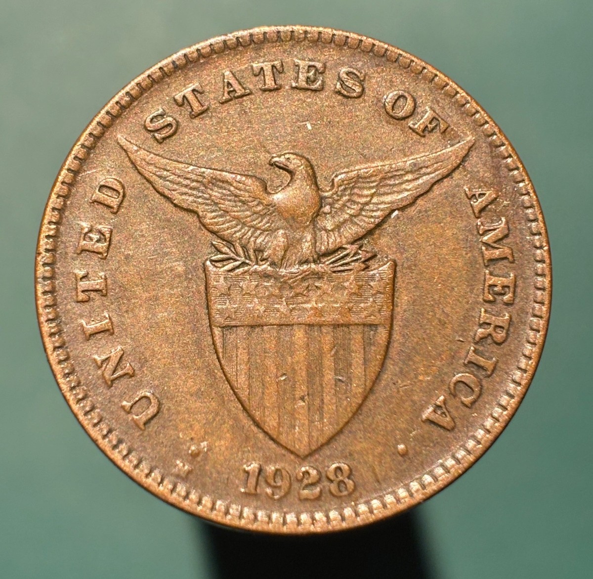 XF - Philippines - 1 Centavo Centavo - 1928 - Attractive Copper