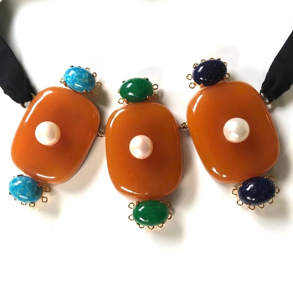 Collar Colgante MARNI Cuerno Perla con Bolsa para el Polvo Excelente Estado Foto 2 de 4