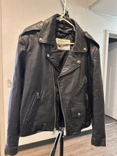 Open Road for Wilsons Leather Motorcycle Jacket Men's Size L Black Full Zip USA