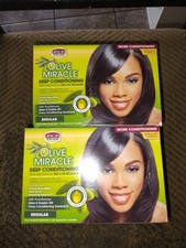 2 African Pride Olive Miracle Deep Conditioning Anti-Breakage No-Lye Relaxer kit