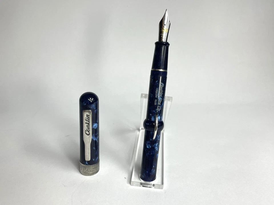 Pluma Estilográfica Relleno Media Luna Conkin Mark Twain Azul COMO ESTÁ Foto 3 de 4