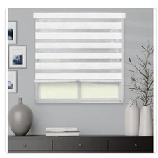 NEW Chicology  Light Filtering Dual Layer Zebra Roller Shade  Basic Arctic