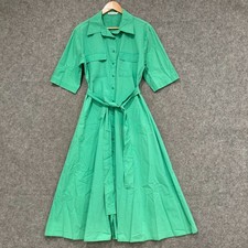 Brave + True Womens Dress Size Medium Green Half Sleeve Midi Cotton Button 11310