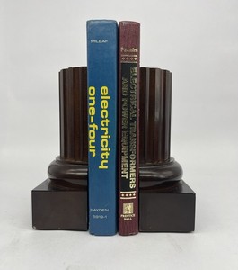 The Bombay Company Dark Stain Solid Wood Roman Column Pillar Bookends 1991