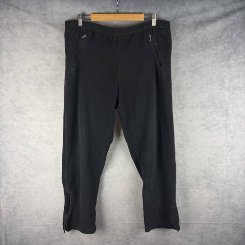Vintage LL Bean Sweatpants Mens Large Black Fleece Jogger Zip Ankle 90s - Image 1