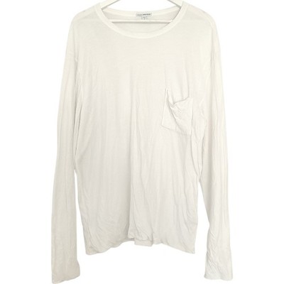 James Perse Estilo Herren XL (Größe 4) doppellagiges Langarm-T-Shirt weiß USA