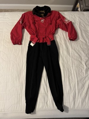 Vintage 80 s Rare Bogner Embroidered Elephant One Piece Ski Suit Black Women's