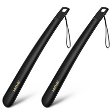 NINEMAX Plastic Shoe Horn Long Handle 16.5Inch, Pack of 2, Black/ 2