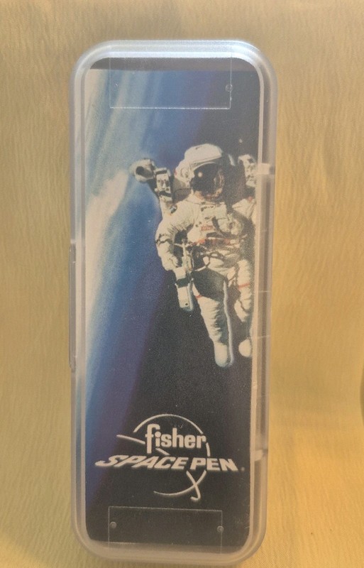 Vtg NIB Fisher Space Pen Black Chrome Plastic Box Pamphlet Pressurized Ink