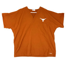 Texas Longhorns Mens Scrub Top L Orange NCAA Football College RN Nurse