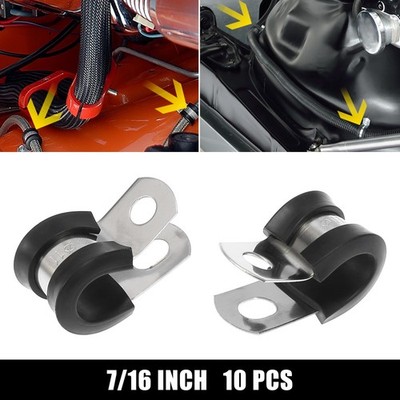 10pcs 11mm 7/16 Inch R Shape Automotive 304 Stainless Steel Cable Clamp Fastener