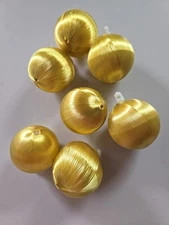 Vintage Small Gold Satin Ball Christmas Ornaments Holiday Trim Taiwan 6.5"