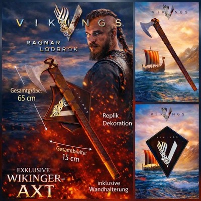 NEU VIKINGS Axt Ragnar Lodbrok Stil 65cm groß für Cosplay Sammler Serien Fans